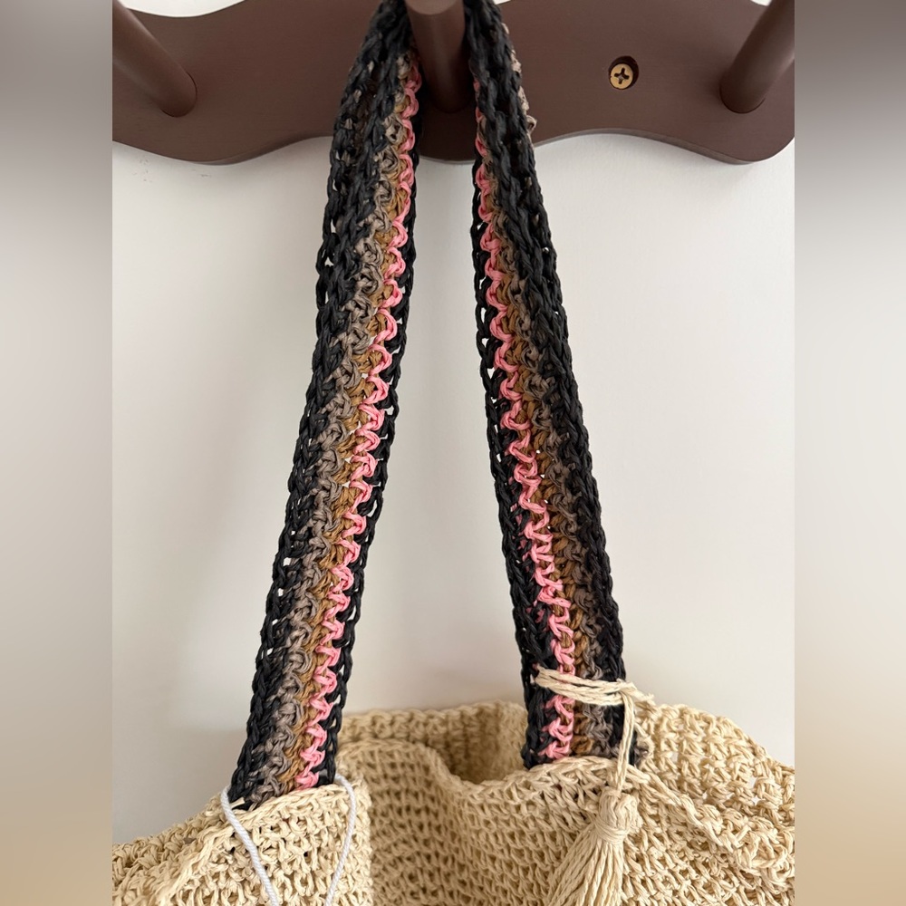 NWT - Haute Hippie straw raffia Woven Tote Bag - Picture 3 of 4